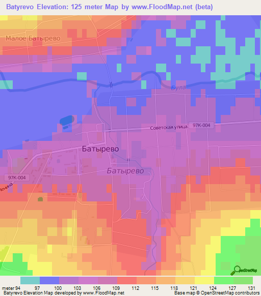 Batyrevo,Russia Elevation Map