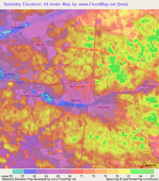 Batetskiy,Russia Elevation Map