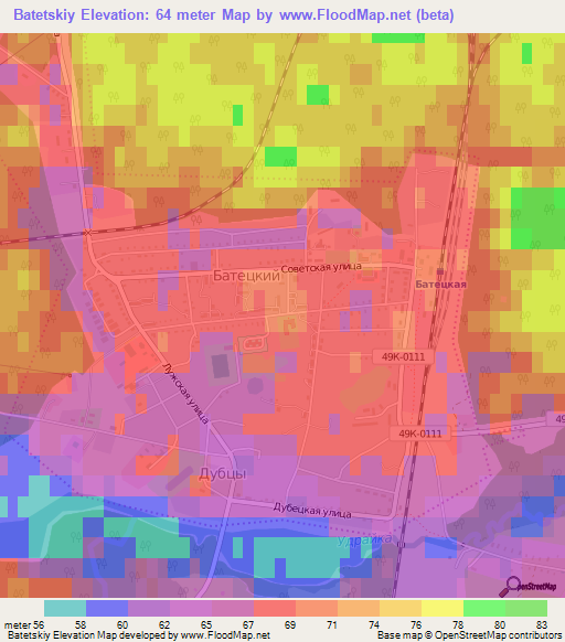 Batetskiy,Russia Elevation Map