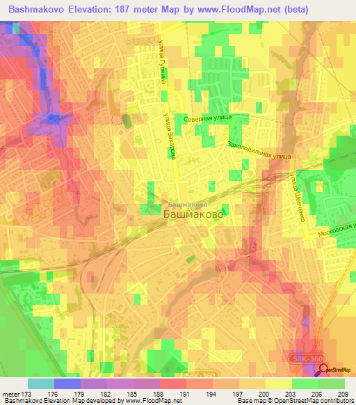 Bashmakovo,Russia Elevation Map