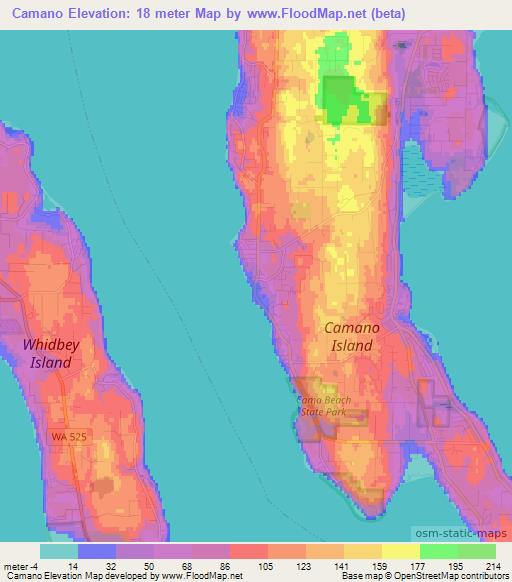 Camano,US Elevation Map