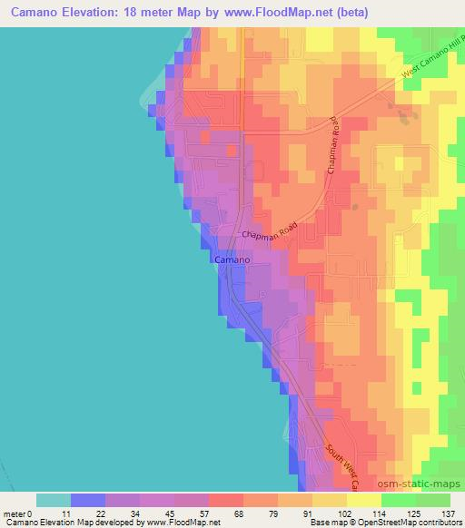 Camano,US Elevation Map