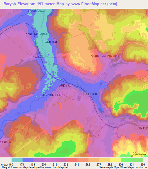 Barysh,Russia Elevation Map