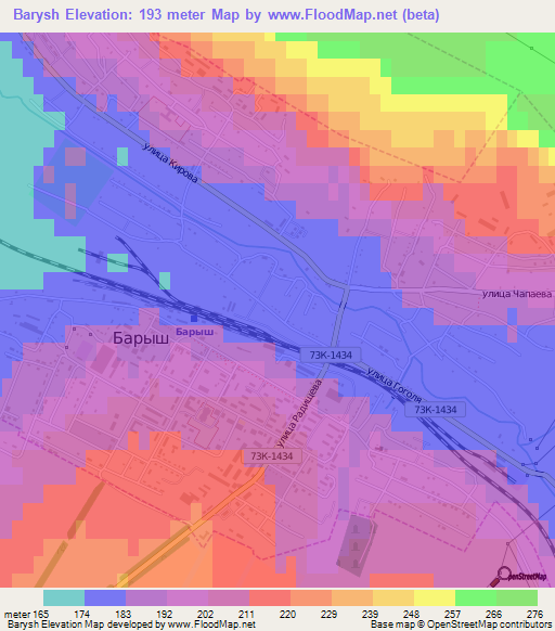 Barysh,Russia Elevation Map