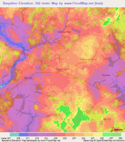 Baryatino,Russia Elevation Map