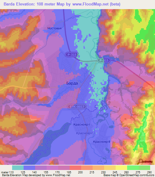 Barda,Russia Elevation Map