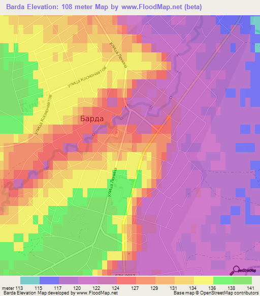 Barda,Russia Elevation Map