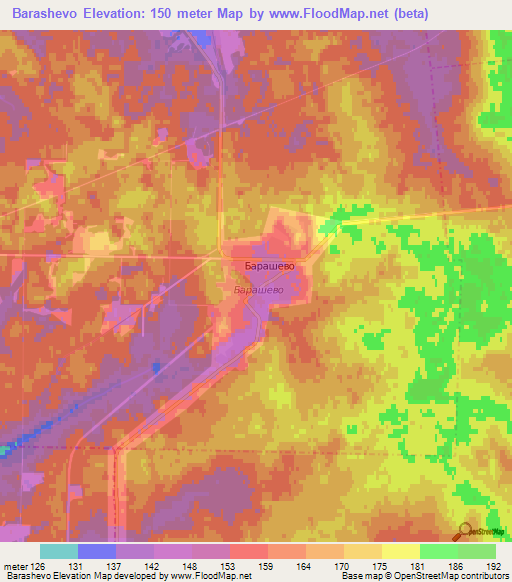 Barashevo,Russia Elevation Map