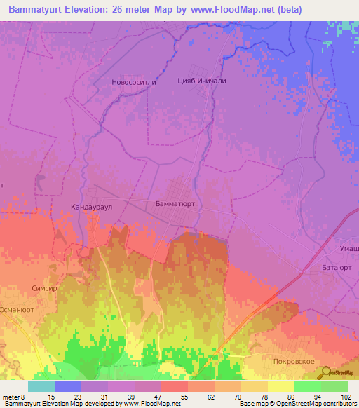 Bammatyurt,Russia Elevation Map