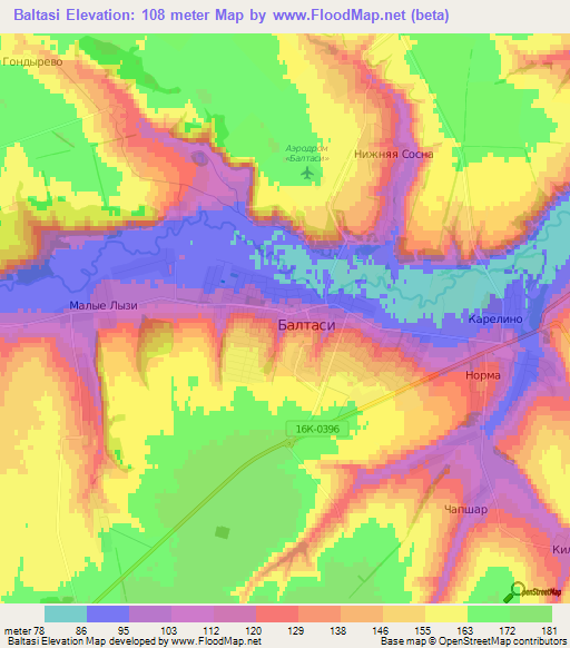 Baltasi,Russia Elevation Map