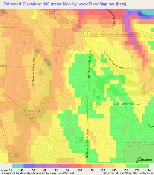 Fairwood,US Elevation Map