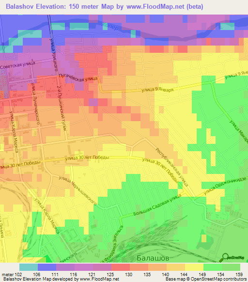 Balashov,Russia Elevation Map