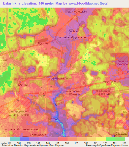 Balashikha,Russia Elevation Map