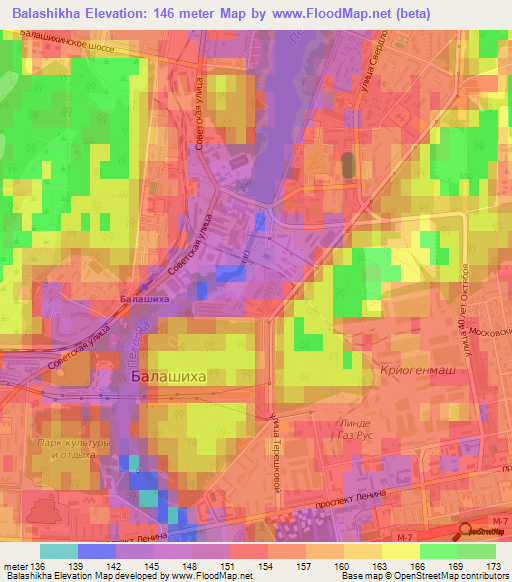 Balashikha,Russia Elevation Map