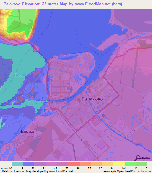 Balakovo,Russia Elevation Map