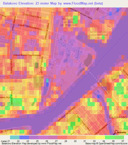 Balakovo,Russia Elevation Map