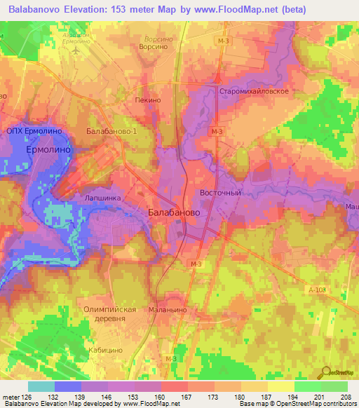 Balabanovo,Russia Elevation Map