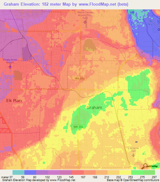 Graham,US Elevation Map