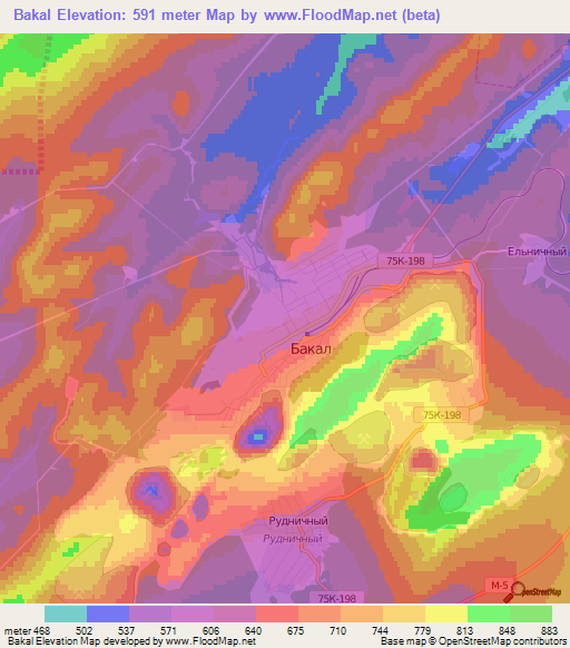 Bakal,Russia Elevation Map