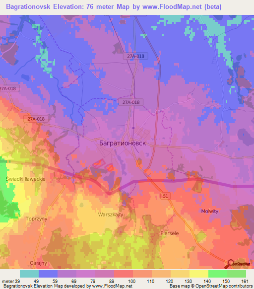 Bagrationovsk,Russia Elevation Map