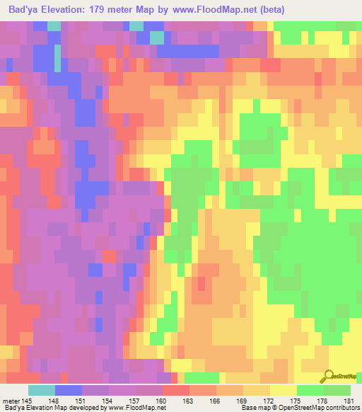 Bad'ya,Russia Elevation Map