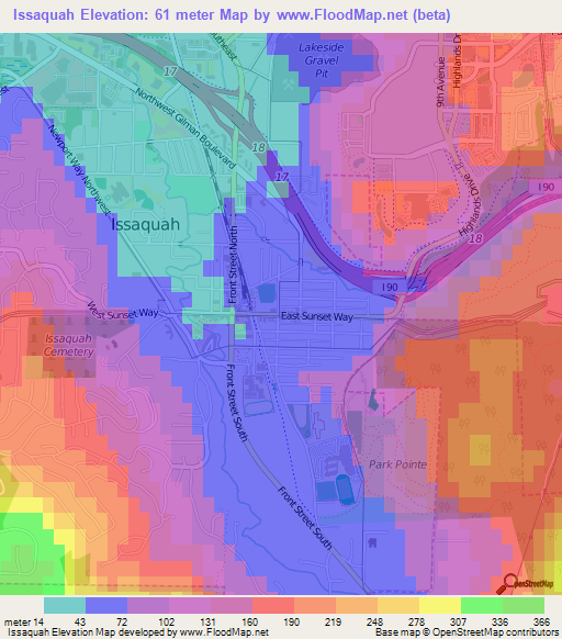 Issaquah,US Elevation Map