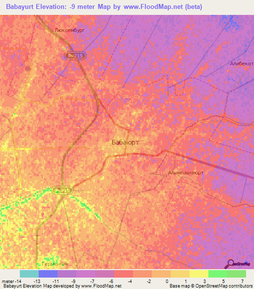 Babayurt,Russia Elevation Map