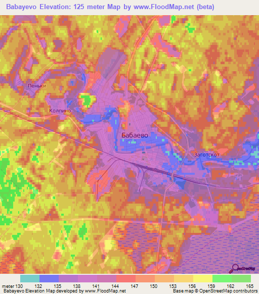 Babayevo,Russia Elevation Map