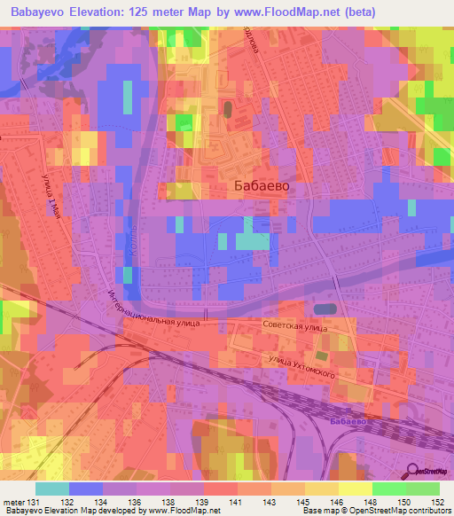 Babayevo,Russia Elevation Map