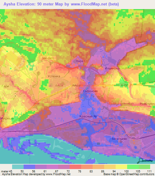 Aysha,Russia Elevation Map