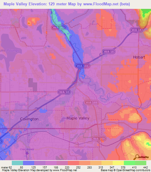 Elevation of Maple Valley,US Elevation Map, Topography, Contour