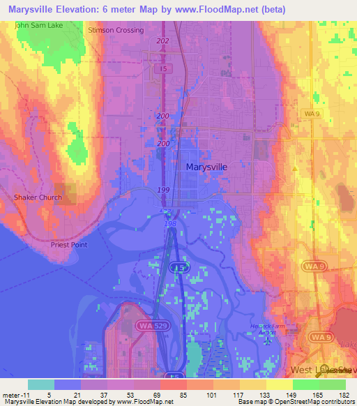 Marysville,US Elevation Map