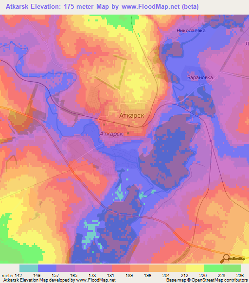 Atkarsk,Russia Elevation Map