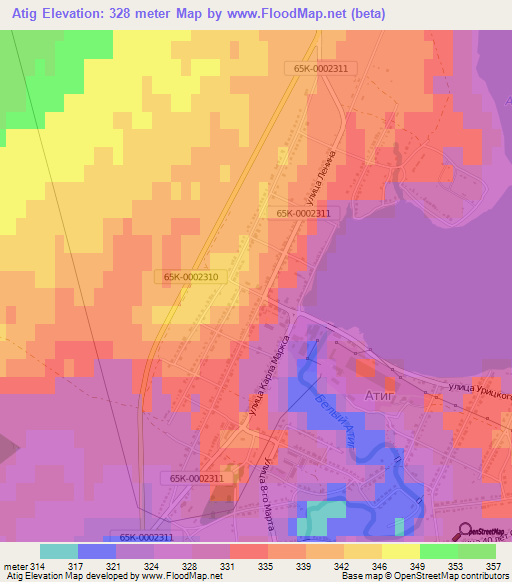 Atig,Russia Elevation Map