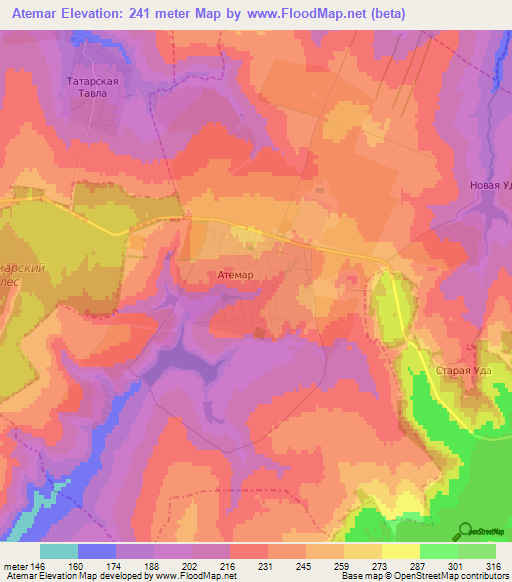 Atemar,Russia Elevation Map