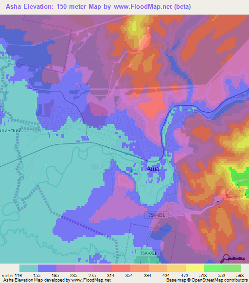 Asha,Russia Elevation Map