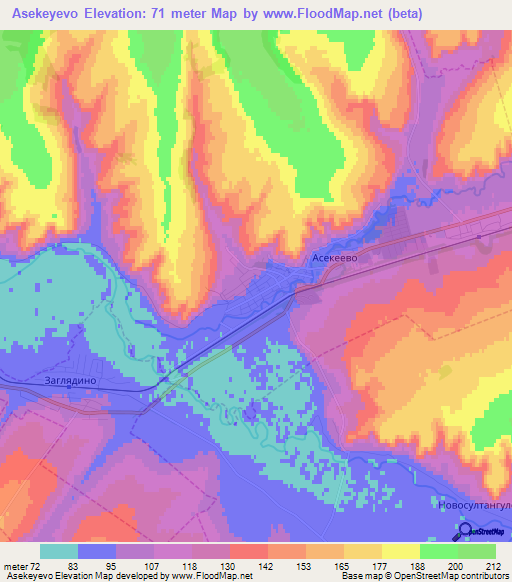 Asekeyevo,Russia Elevation Map