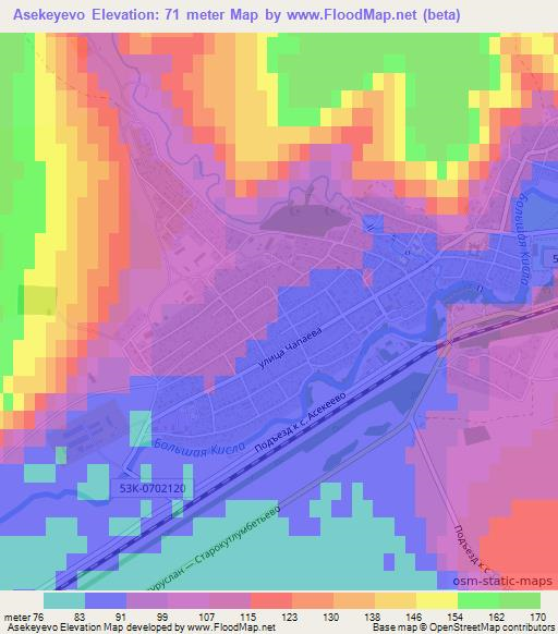 Asekeyevo,Russia Elevation Map