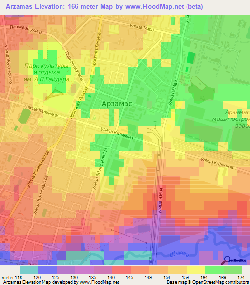 Arzamas,Russia Elevation Map