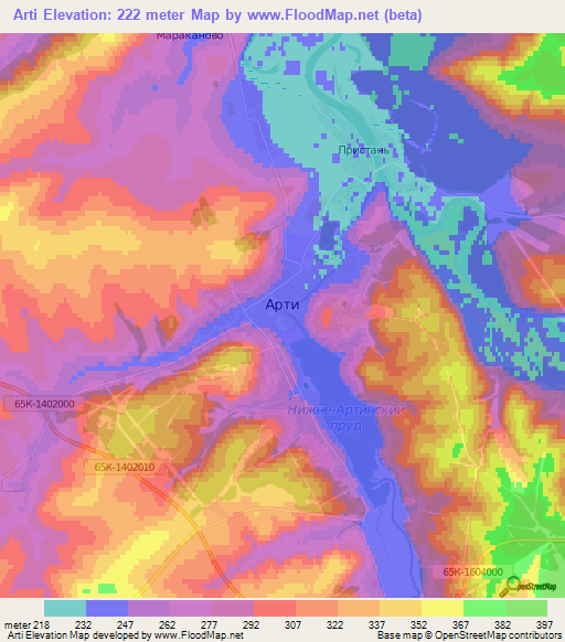 Arti,Russia Elevation Map