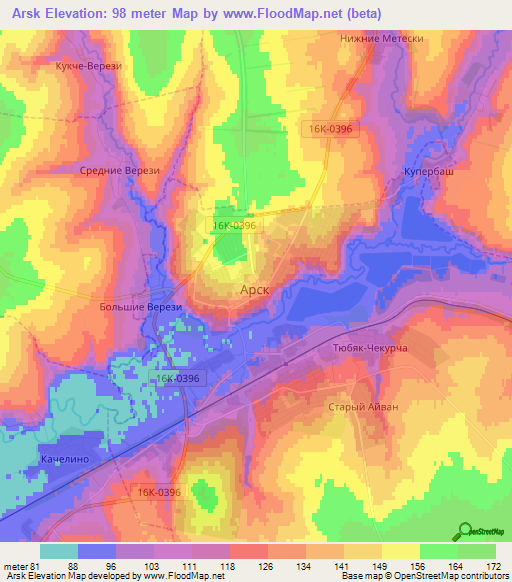 Arsk,Russia Elevation Map