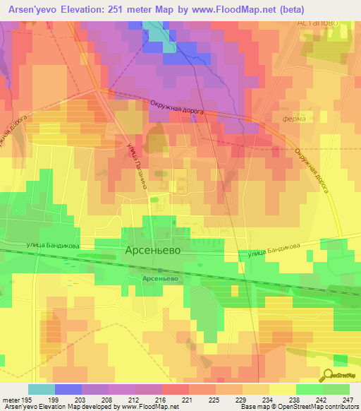 Arsen'yevo,Russia Elevation Map