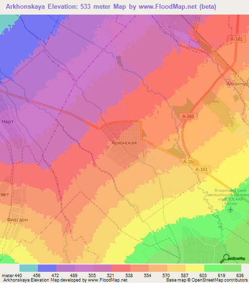 Arkhonskaya,Russia Elevation Map