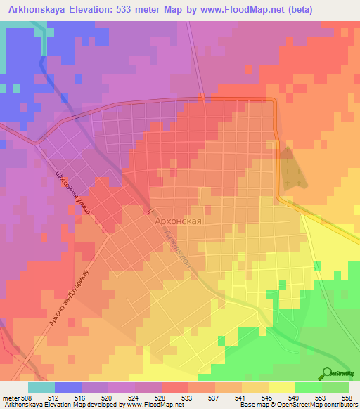 Arkhonskaya,Russia Elevation Map