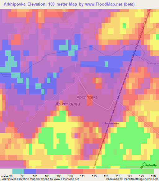 Arkhipovka,Russia Elevation Map