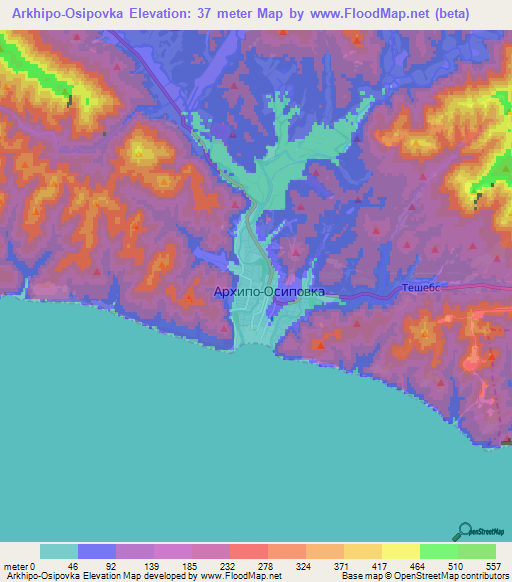 Arkhipo-Osipovka,Russia Elevation Map