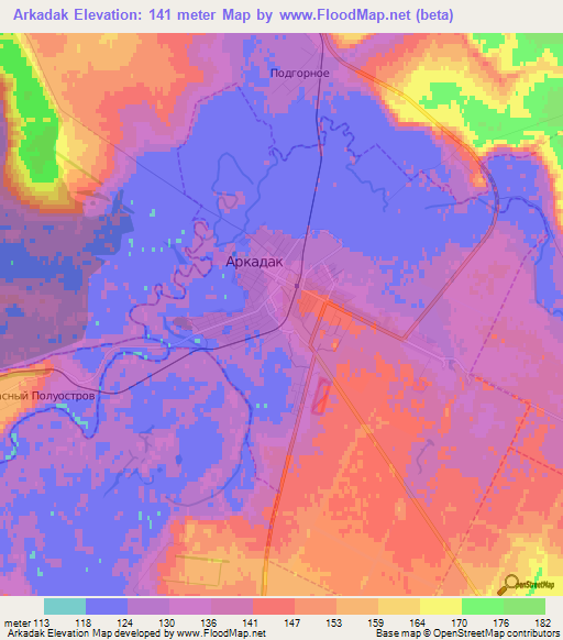 Arkadak,Russia Elevation Map