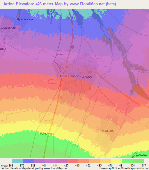 Ardon,Russia Elevation Map