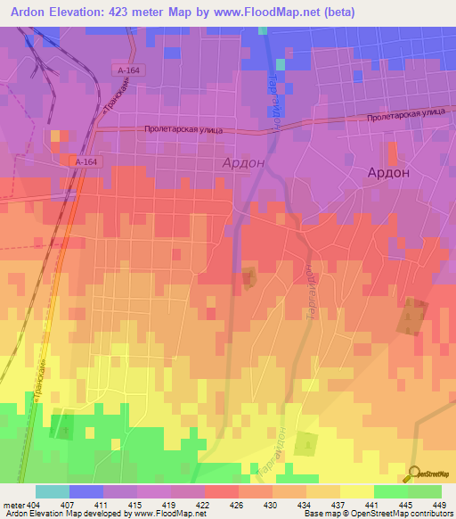 Ardon,Russia Elevation Map