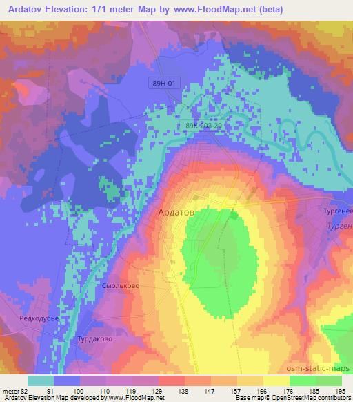 Ardatov,Russia Elevation Map